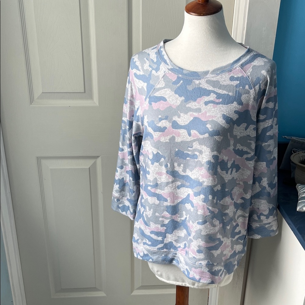 Tribal Women's Blue and Pink Camouflage Sweatshirt